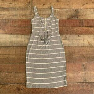 DNA couture tank top ribbed striped mini dress with stomach key hole cutout - S